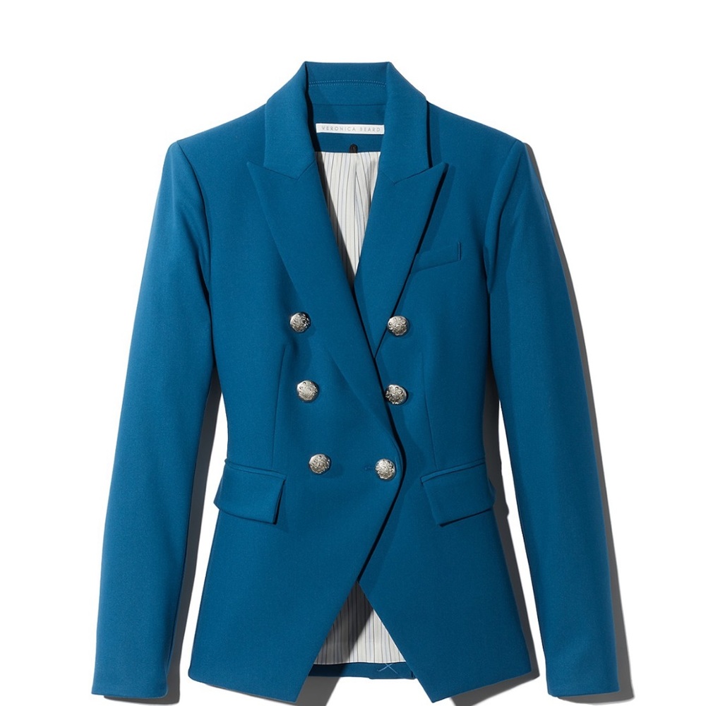 NWT Veronica Beard Miller Dickey Double Breasted Blazer - Blue Size 6